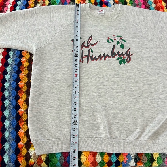 Vintage 1986 Bah Humbug Oversized Raglan Crewneck Sweatshirt Heather Chr… - Picture 10 of 15